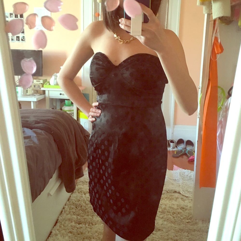 Black polka dot dress