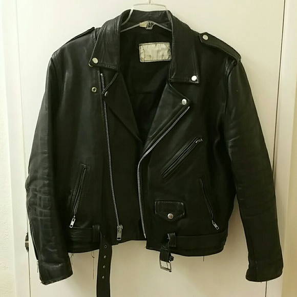 Other - Unisex Vintage black leather motorcycle jacket