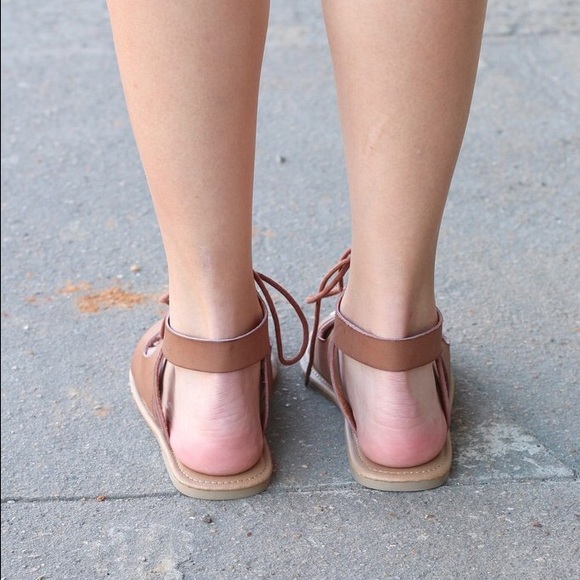 Tan Boho Gladiator Lace Up Sandal - Picture 3 of 4