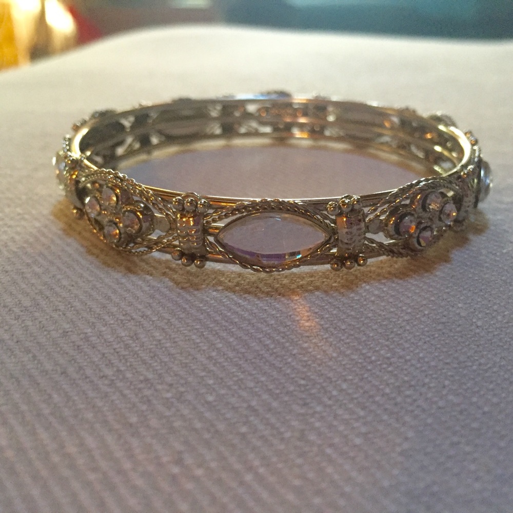 Sparkly jeweled silver bangle