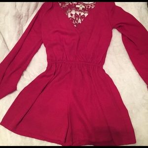 Red long sleeve romper