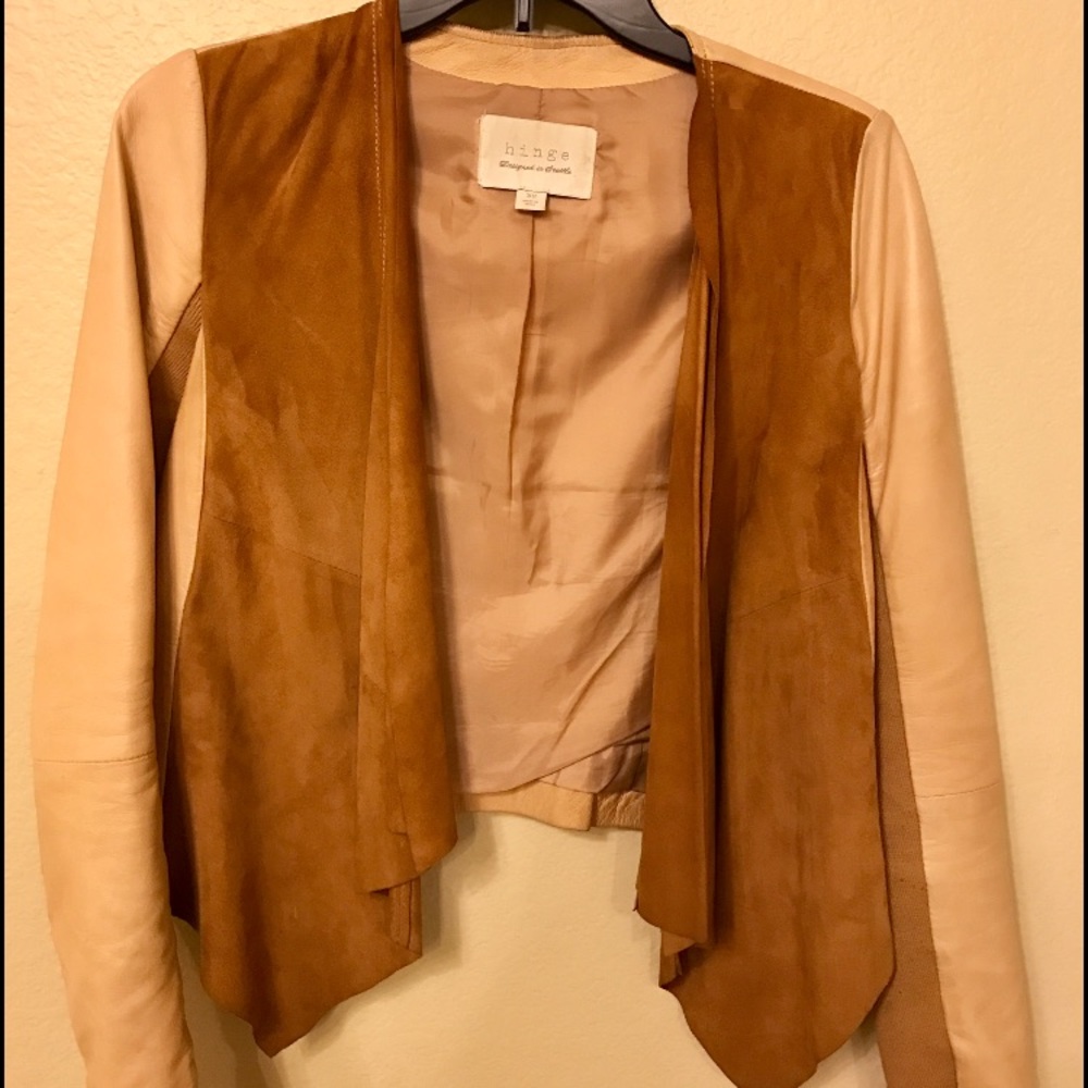 Hinge Leather and Suede jacket- Tan