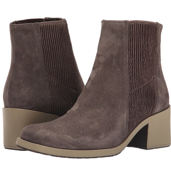 Taupe Suede Chunky Block Heel Boots - Picture 3 of 3