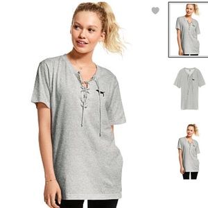 BNWT PINK VS campus short sleeve lace-up tee