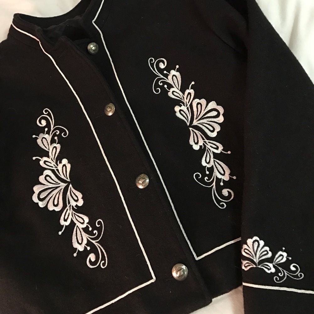 Wool Blend Embroidered Western Coat