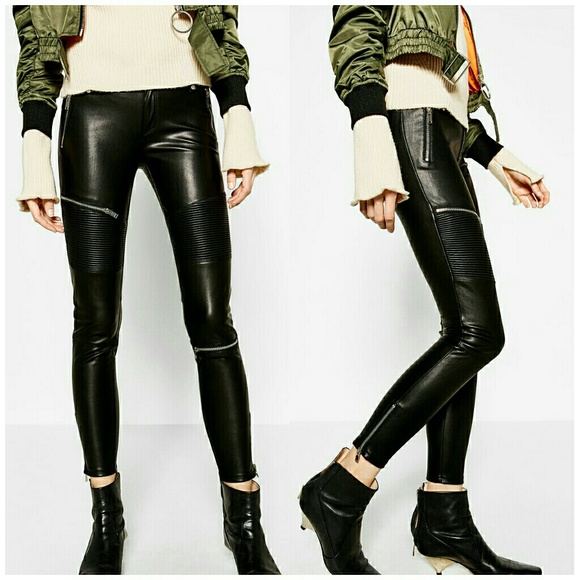 Zara Pants - Zara Leather Effect Biker Pants