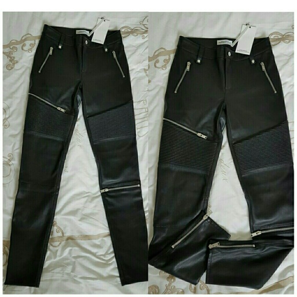 Zara Leather Effect Biker Pants - Picture 7 of 8