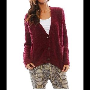 Free people red cardigan