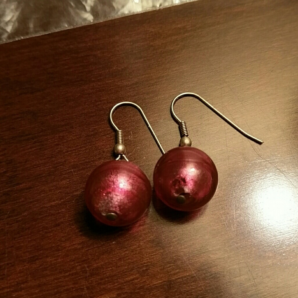 Pink resin ball earrings