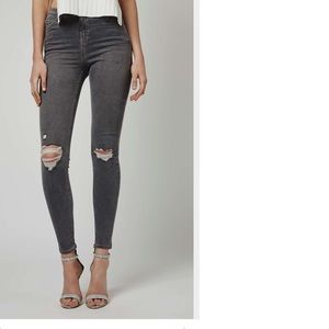 New TopShop high waisted ripped knee jeans sz28