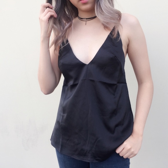 Low Cut Satin Cami - Vintage Black - Picture 2 of 3