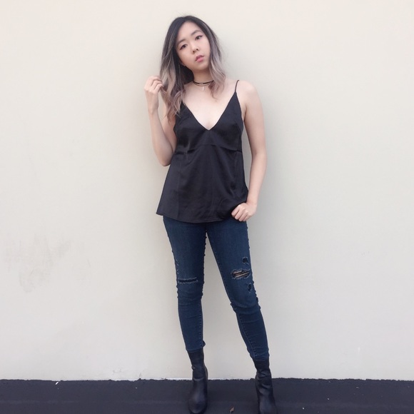 Low Cut Satin Cami - Vintage Black - Picture 3 of 3