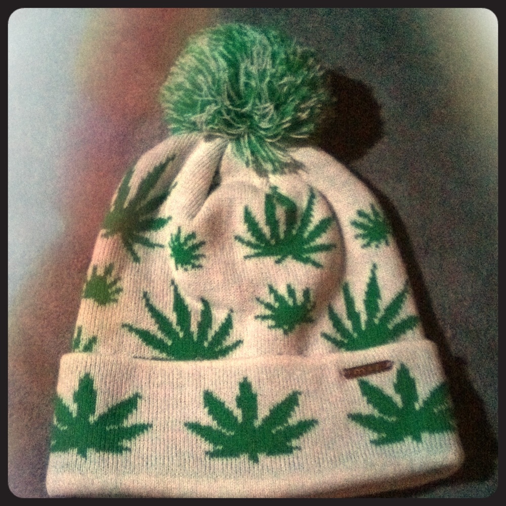 white and Green Beanie