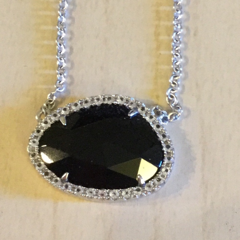 Sterling Silver Black Onyx and Topaz Necklace