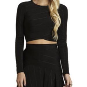 BCBG Generation black long sleeve crop top