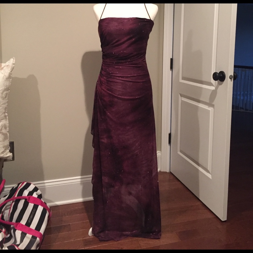 Ruched plum gown