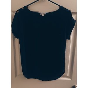 Navy Blue Blouse with Gold detail