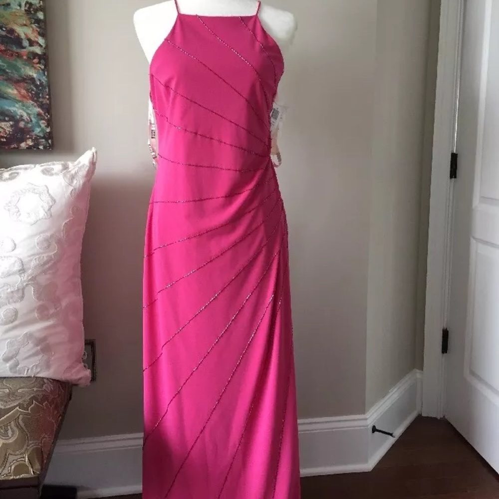 De Laru By Sheila Yan beaded pink gown