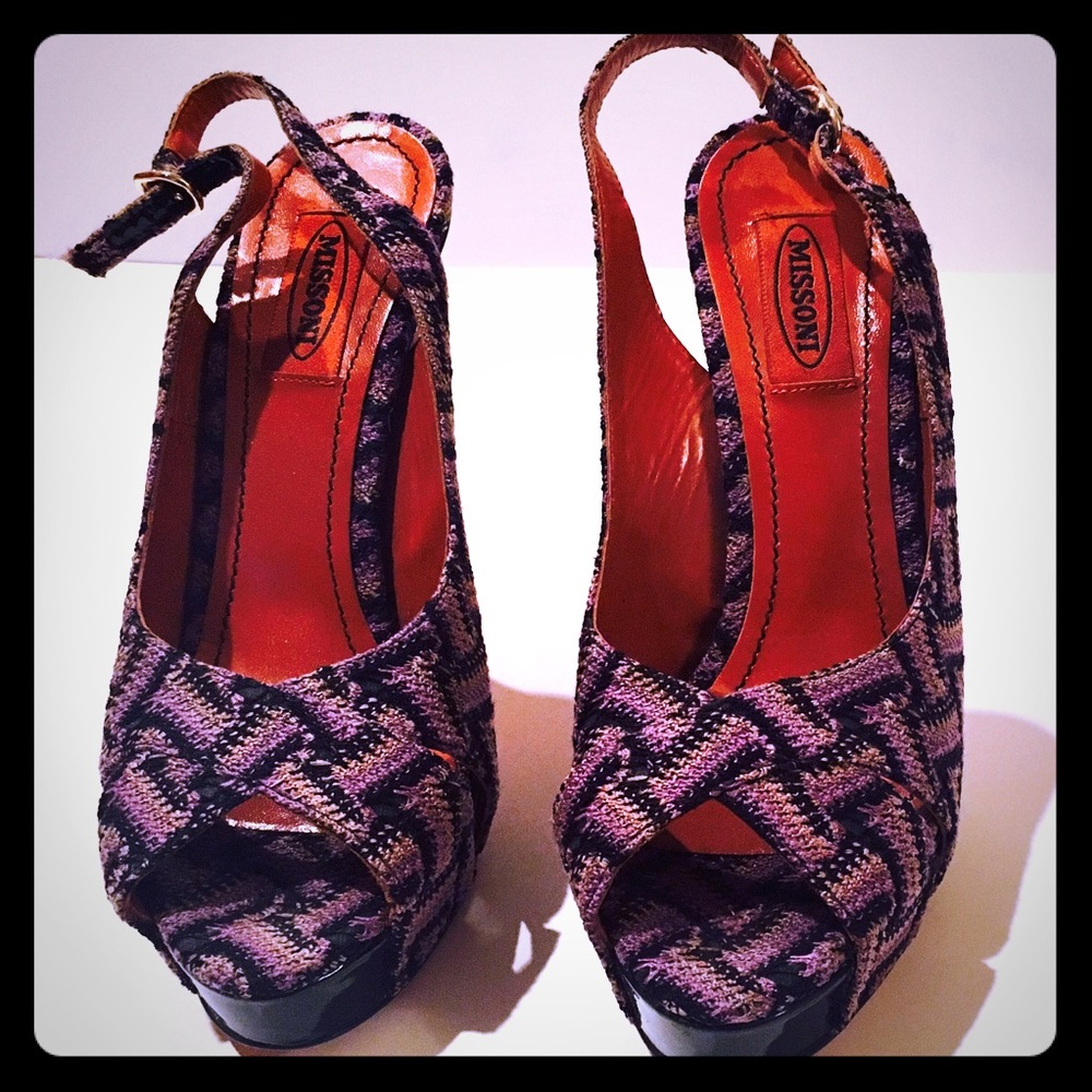 Missoni Zigzag Slingback Peep-Toe Pumps - Picture 2 of 3