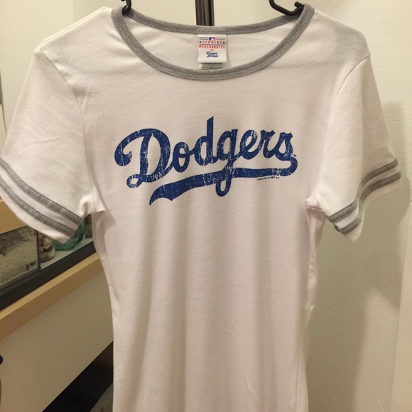 New Dodger Fan Logo Baseball Tee Women's M L White - Picture 1 of 3