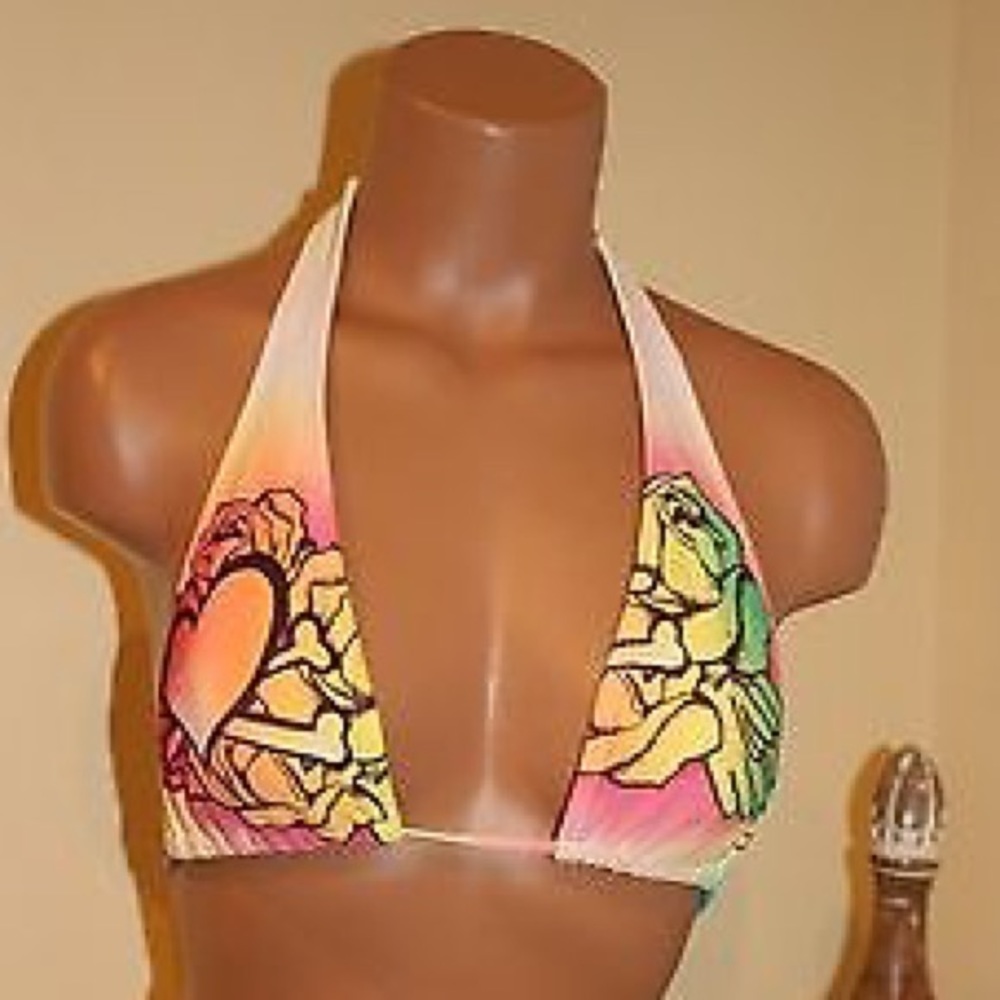 Screen Printed Bikini OP Top Medium Bottoms L - Picture 4 of 4