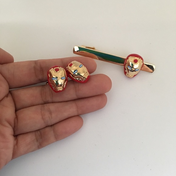 1 LEFT! Iron Man Cuff Links and Tie Pin - Picture 2 of 4