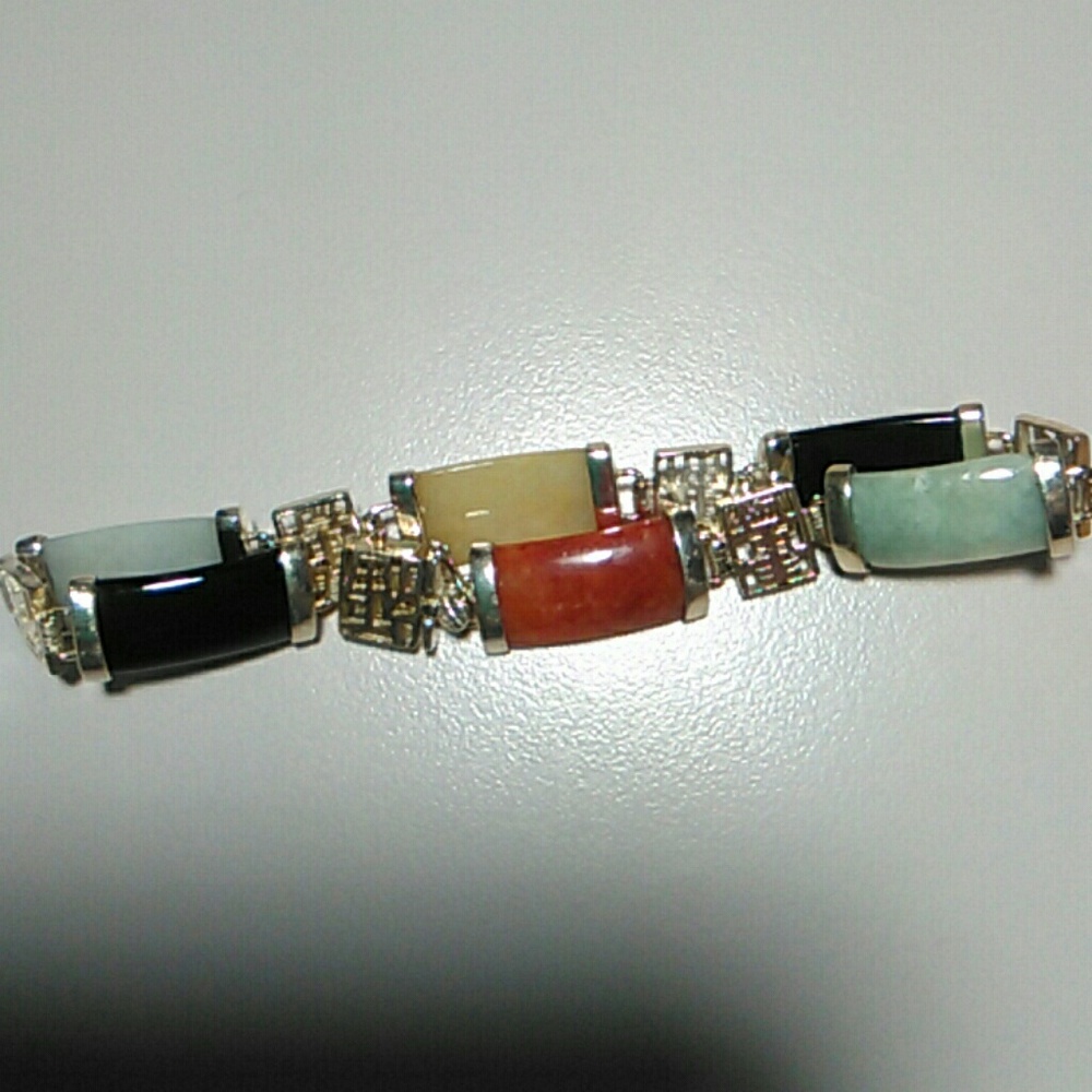 Jade and sterling silver bracelet