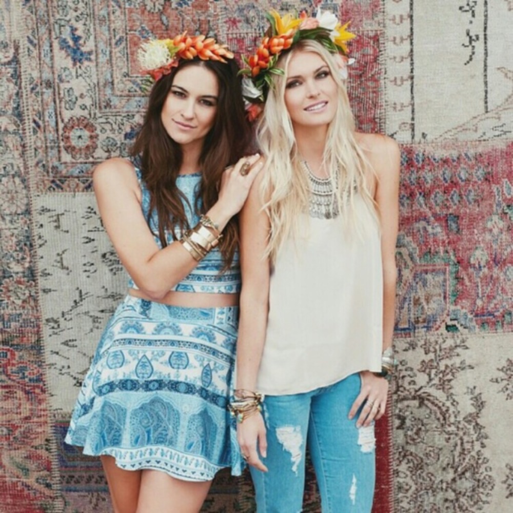 Show Me Your Mumu Blue Printed Crop Top - Size XS