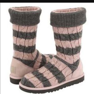 New Ugg cardy pink grey sweater boots  girl 13
