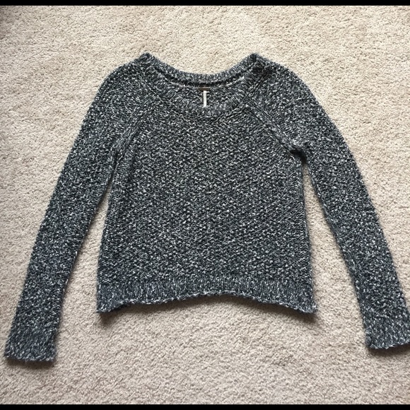 Free People Sweaters - Free people navy and white cropped knit sweater sm