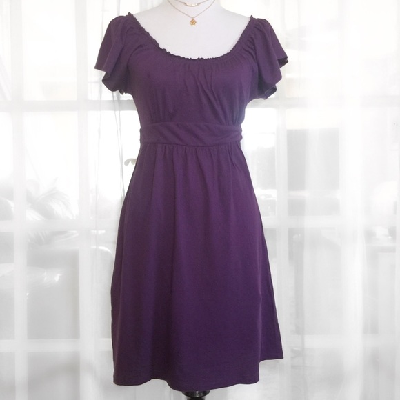 strapless open back dress Dark Purple Sleeved Chiffon Evening Dress