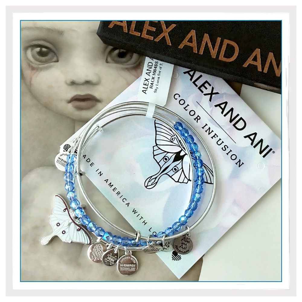 ✨Alex & Ani RARE Luna Moth Bracelet Set✨ - Picture 2 of 4