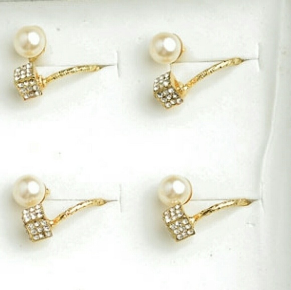 Jewelry | Pave Cube & Pearl Gold Wrap Around Ring - Picture 3 of 8