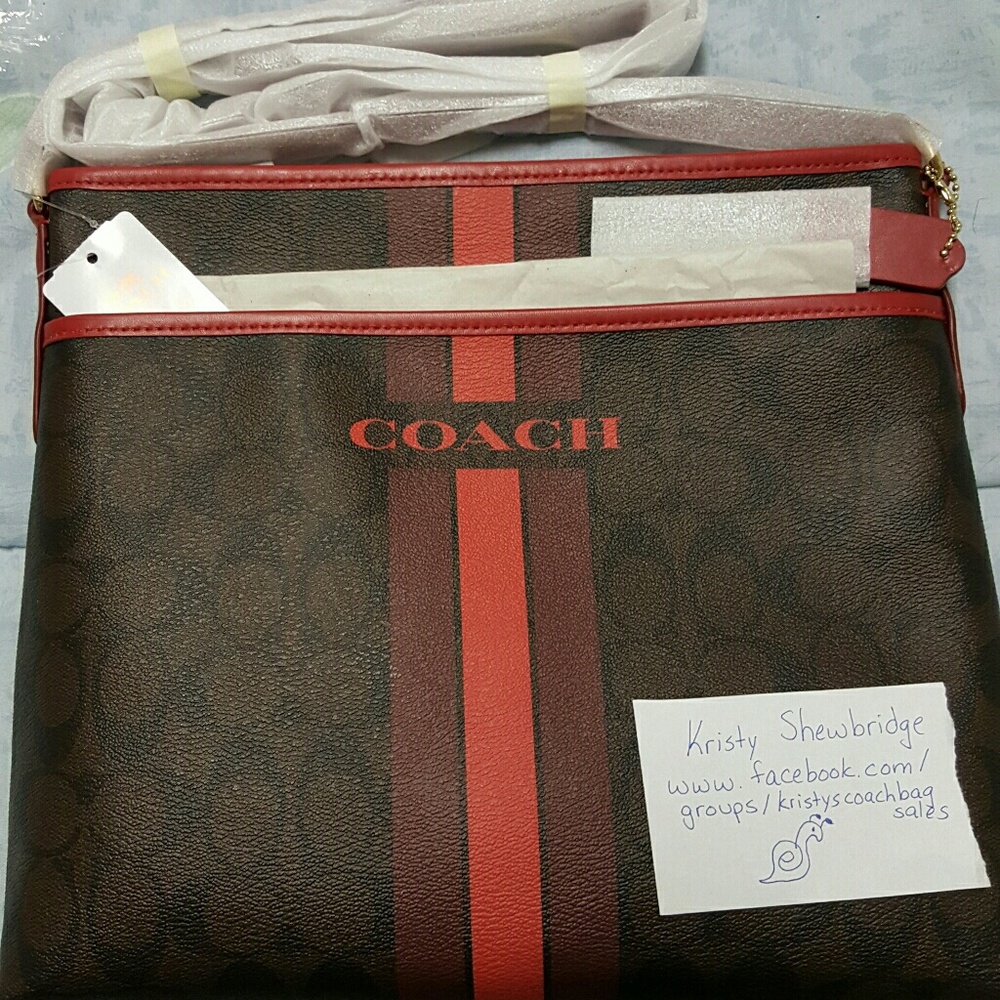 NWT Coach Varsity stripe file bag crossbody