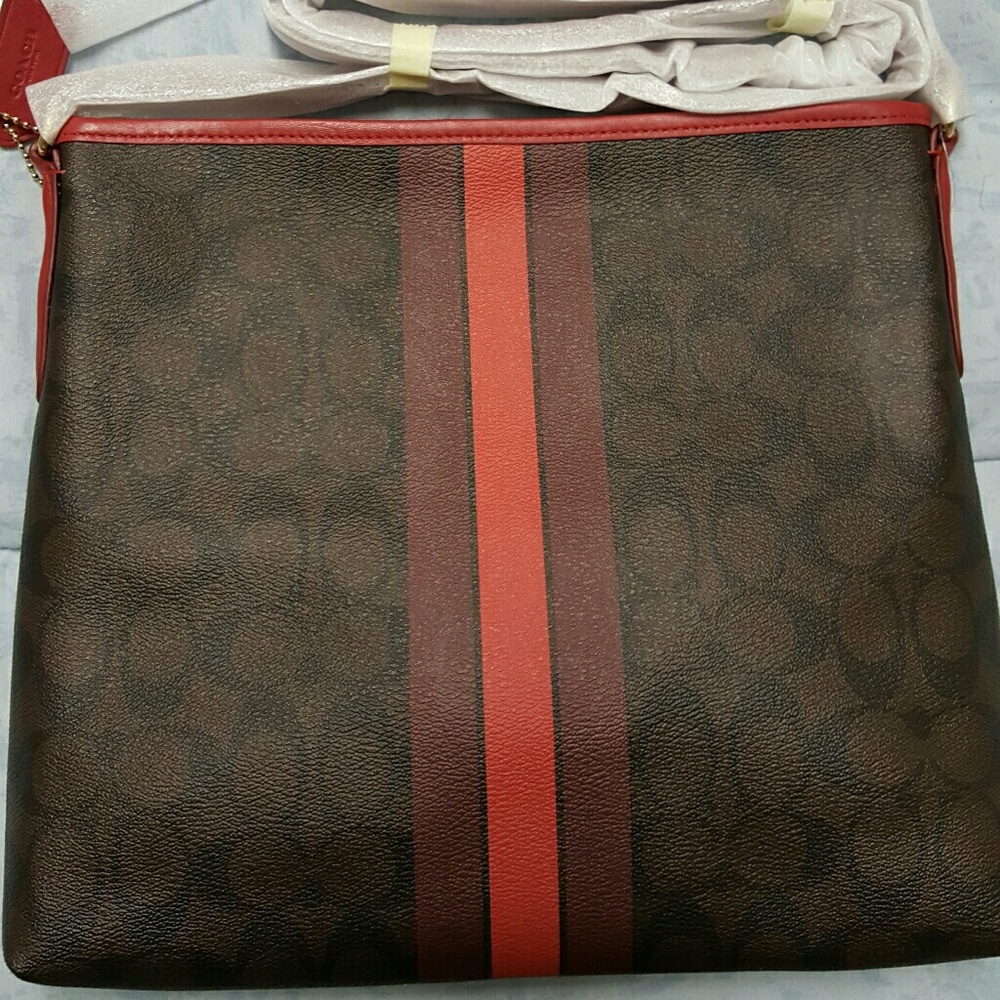 NWT Coach Varsity stripe file bag crossbody - Picture 2 of 8