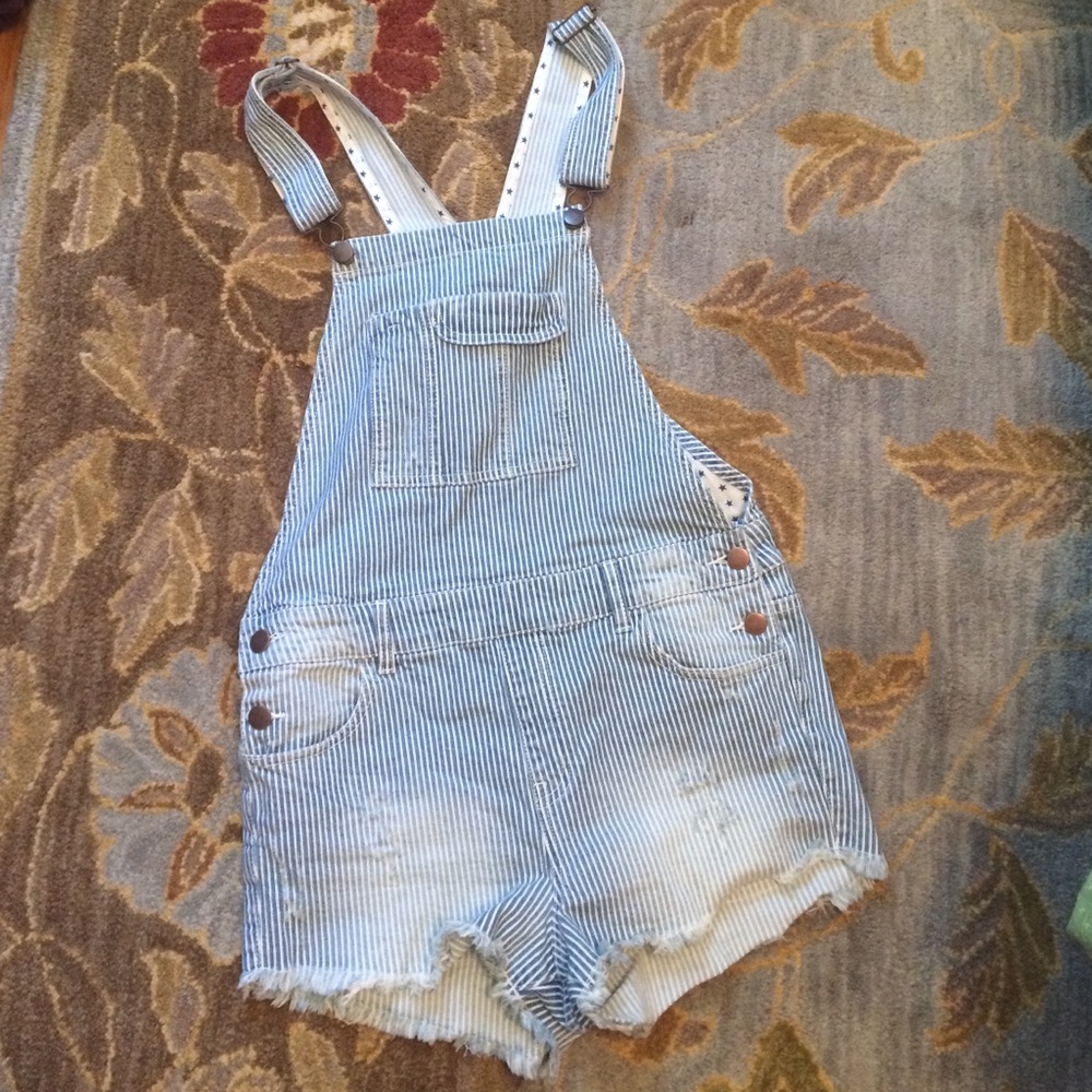 Striped Overall Shorts