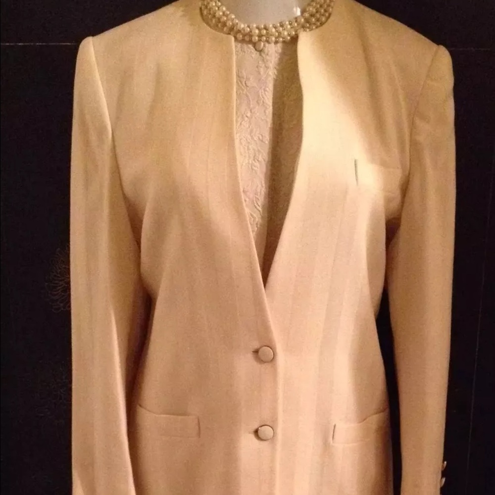 Vintage Lilli Ann Ivory Skirt Suit+Blouse-Sz 8