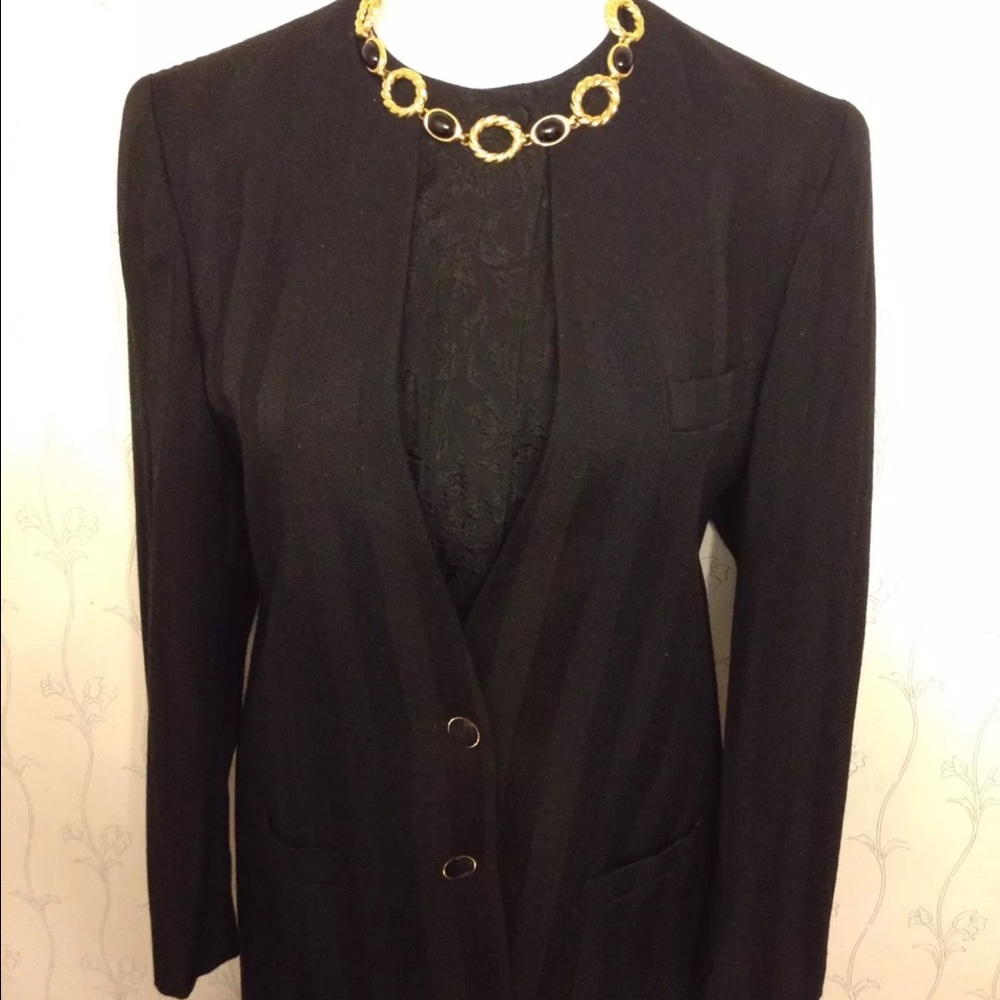 Vintage Lilli Ann Skirt Suit+Blouse-Black-Sz 8