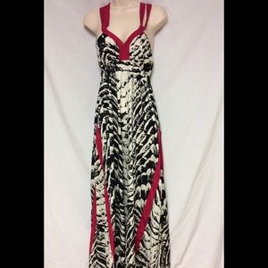 NWOT EPRESS ZEBRA /PINK MAXI DRESS SIZE SMALL