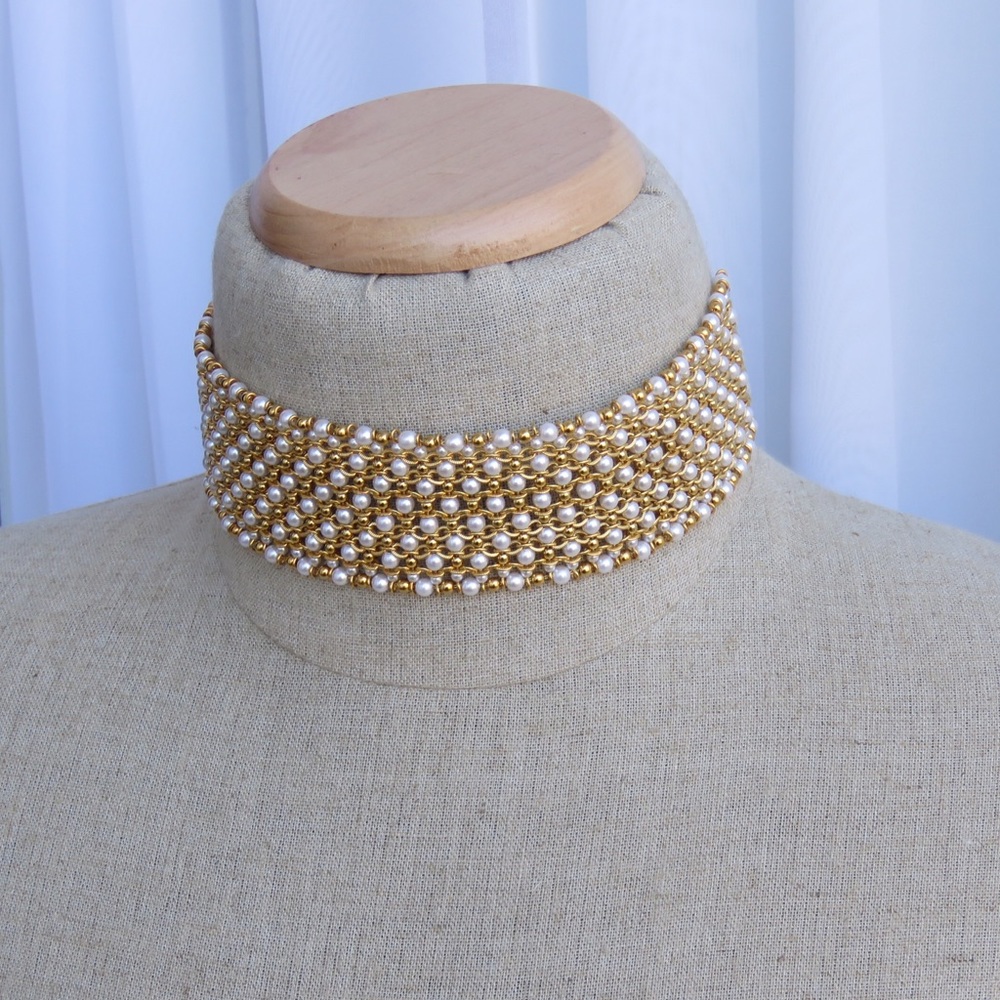 Napier Vintage Gold and Pearl Costume Choker