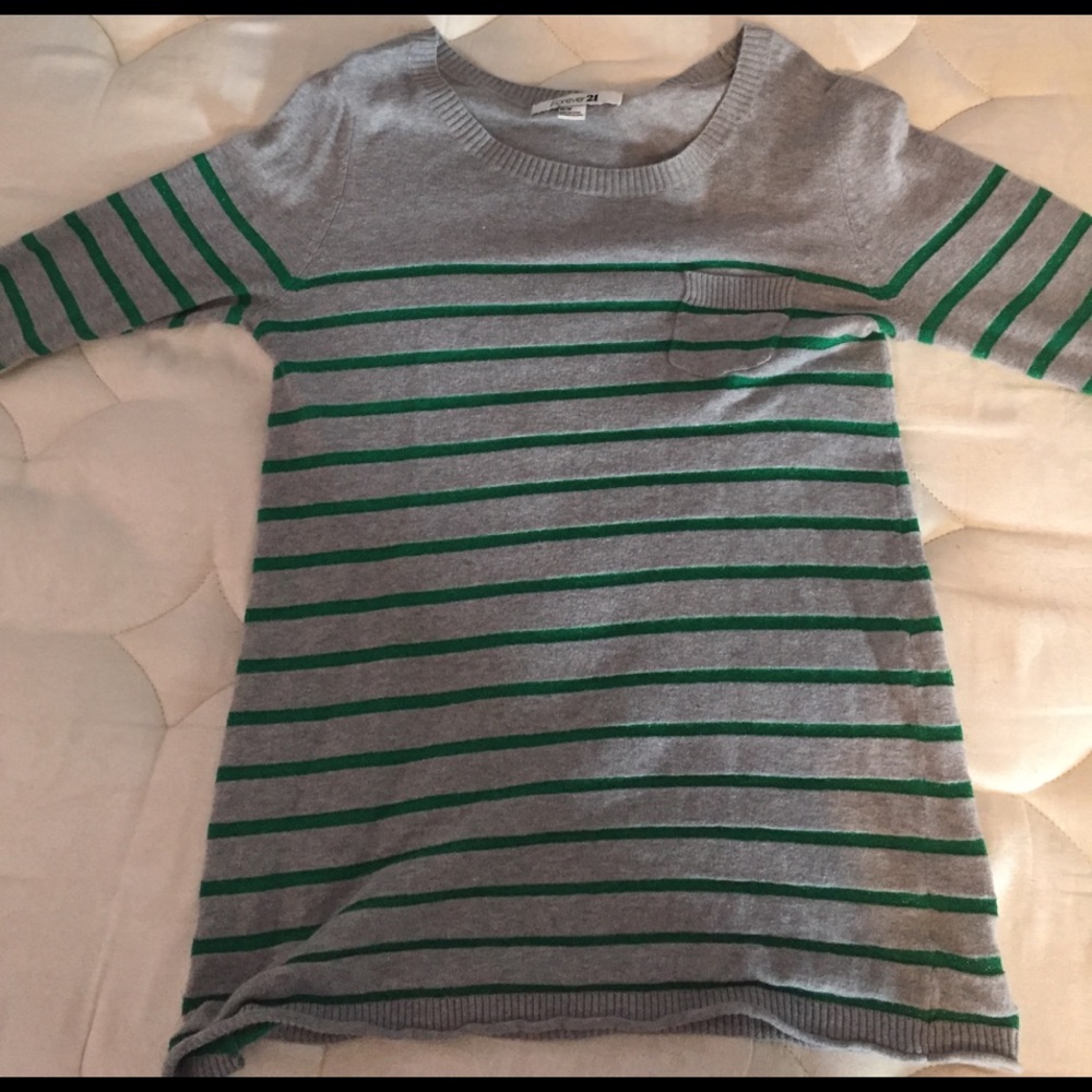 Grey and sparkling green sweater