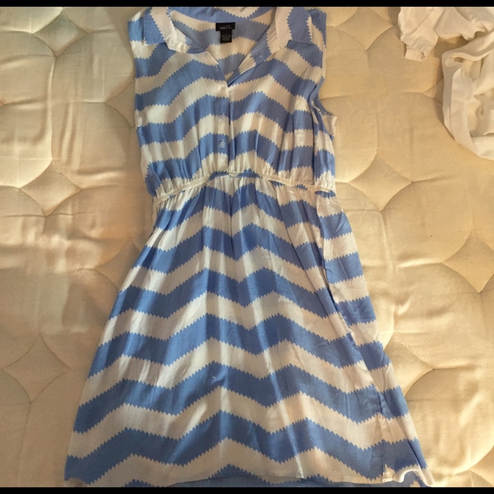 Light blue and white summer dress