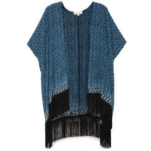 Sheer blue fringed kimono