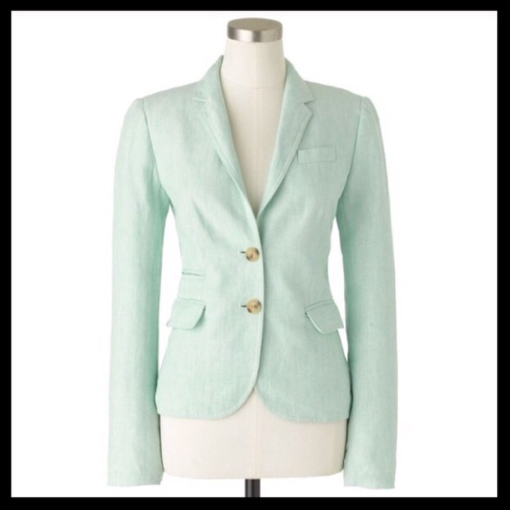 SOLD 💛 j. crew // linen schoolboy blazer in mint - Picture 1 of 6