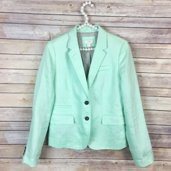SOLD 💛 j. crew // linen schoolboy blazer in mint - Picture 3 of 6