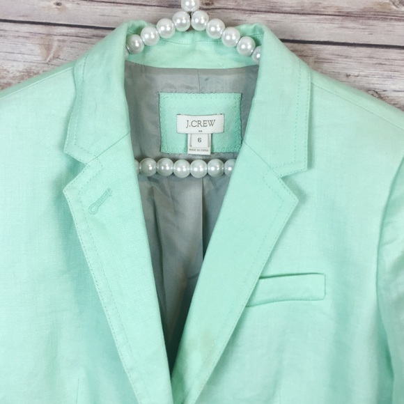 SOLD 💛 j. crew // linen schoolboy blazer in mint - Picture 6 of 6