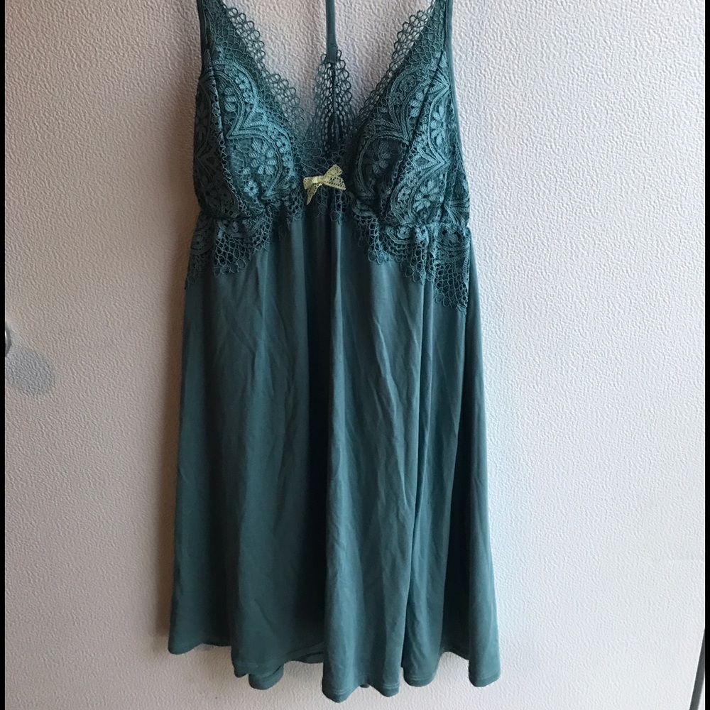 Victoria's Secret Sleep Night green silk gown