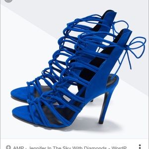 Zara electric blue strappy heel