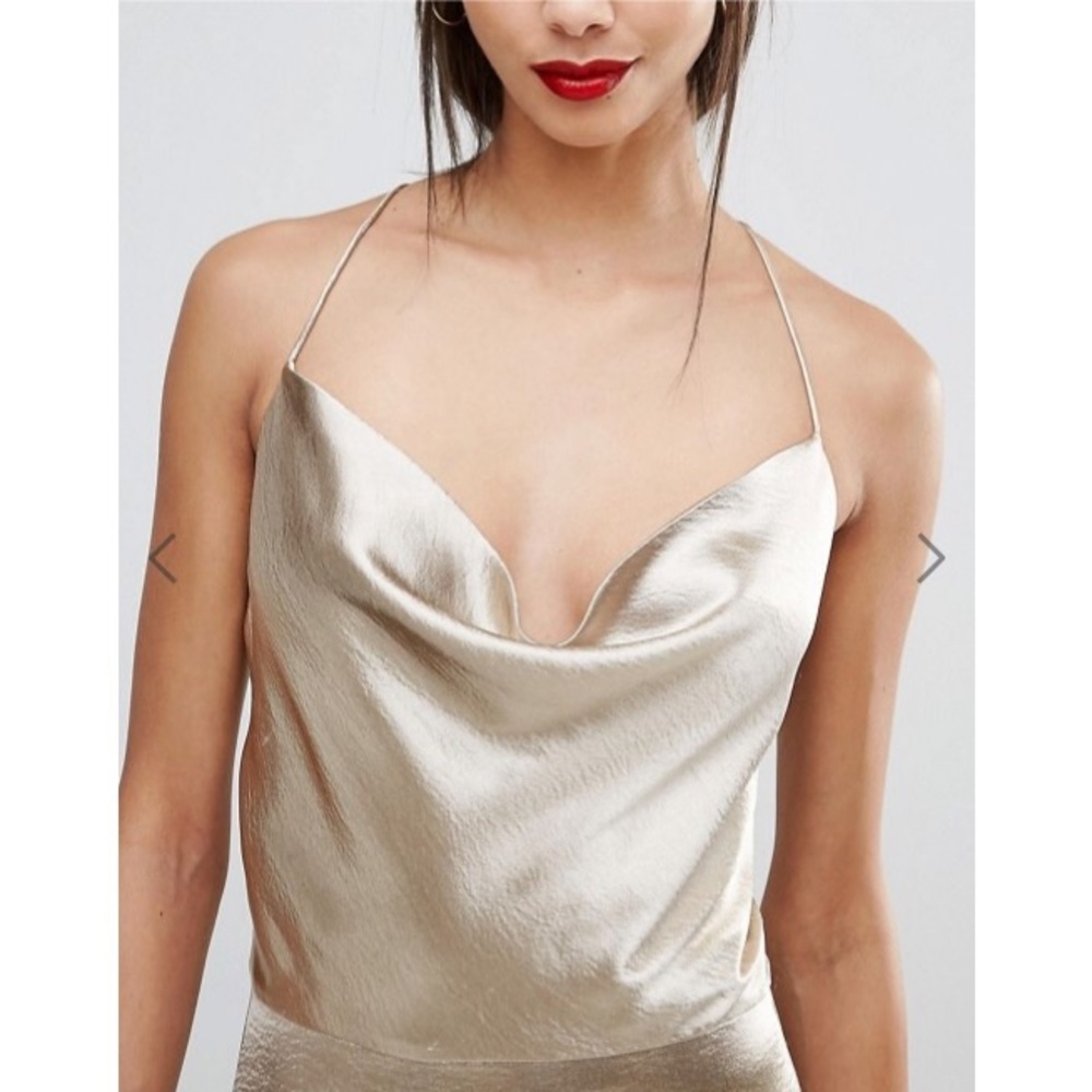 JARLO Cowl Strappy Cami Maxi with Thigh Split - Picture 3 of 5