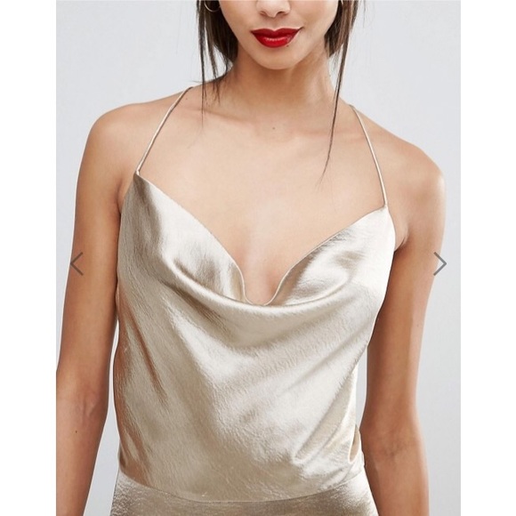 JARLO Cowl Strappy Cami Maxi with Thigh Split - Picture 3 of 5